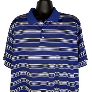 Chaps Golf 78 Stay Dry Shirt Men's 2XL XXL Blue & White Striped Short Sleeve
